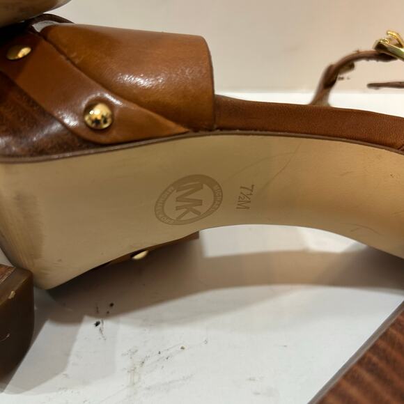 Michael Kors Brown Leather Platform Heels Women’s Size 7.5 - Picture 7 of 7
